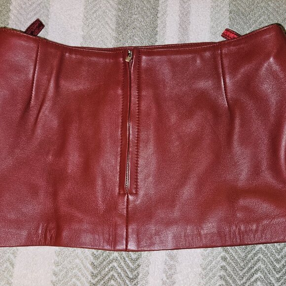 Burgundy Wine Lambskin Leather Micro mini skirt S/M - Picture 2 of 15